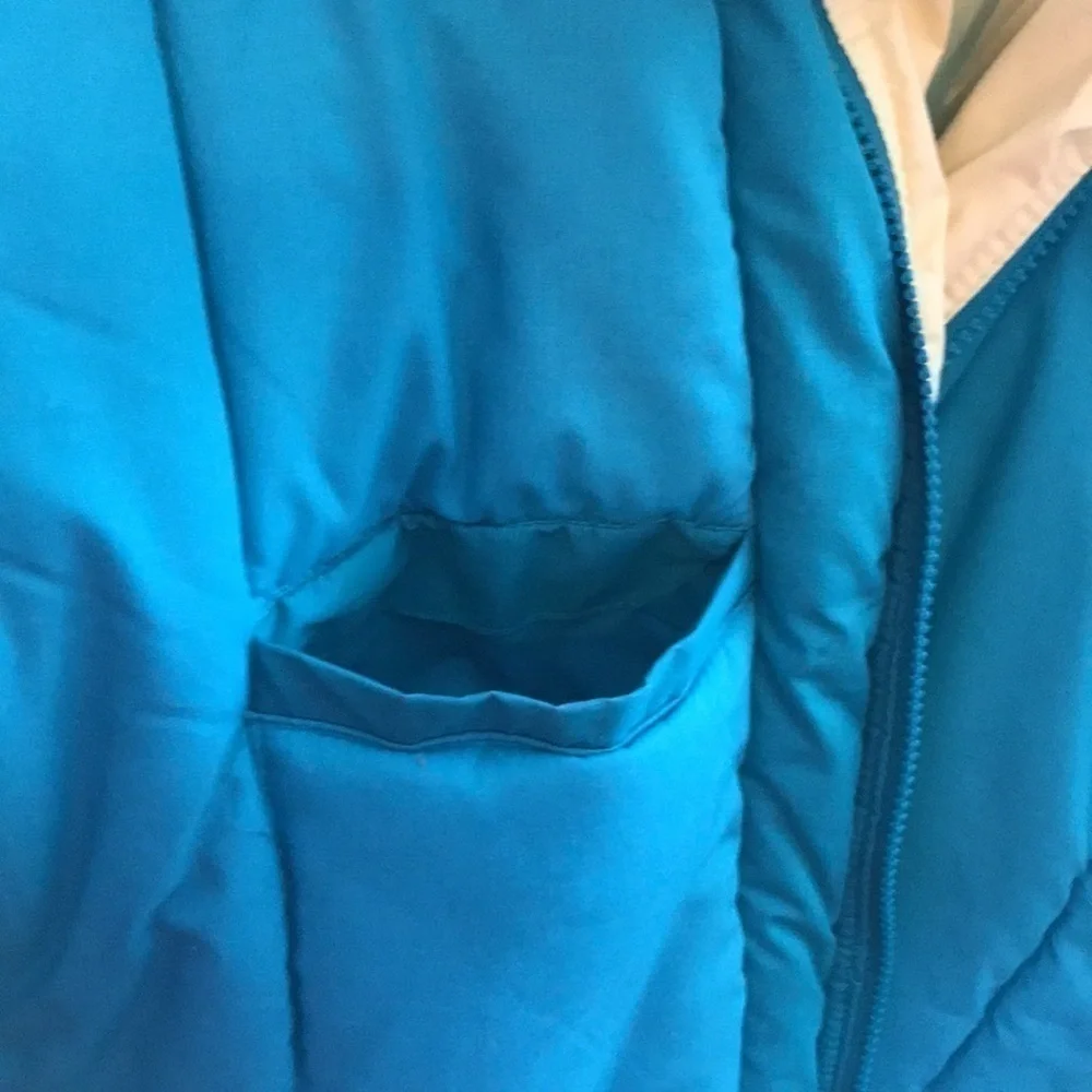 HORIZON Vintage Outerwear Reversible Turquoise Cream Black Puffer Ski Jacket—Lrg - Picture 13 of 16